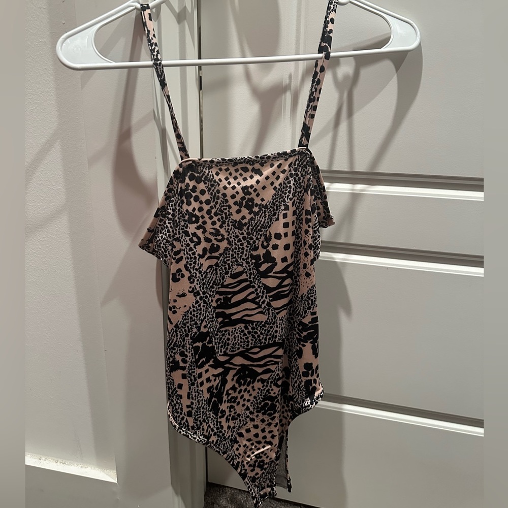 Nasty Gal Party Animal Slinky High-Leg Bodysuit Nude